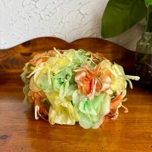 Vintage Floral Crown Hat Spring Flower Headpiece Pastel Festival Hair Accessory